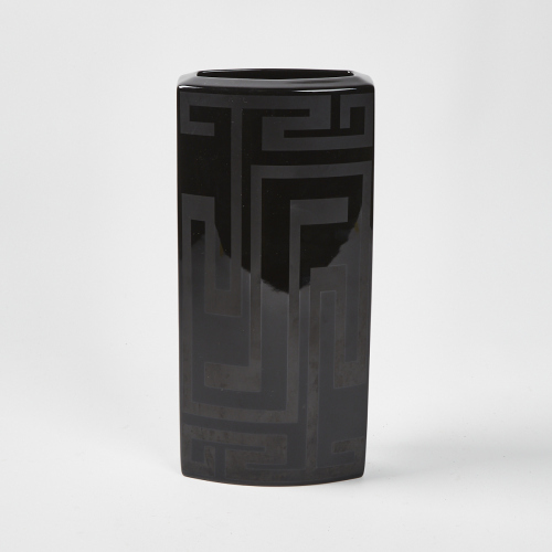 A Versace x Rosenthal Black Dedalo Porcelain Square Vase