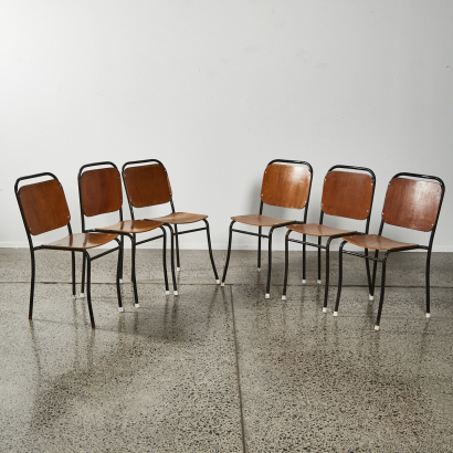 A Suite of Six 1950s School Chairs