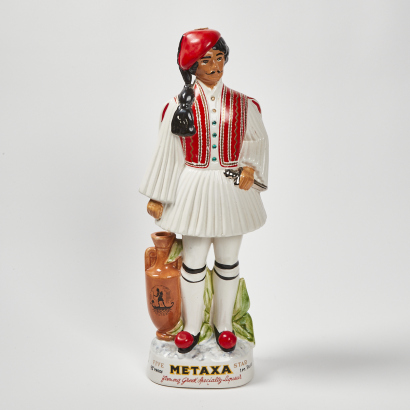 A Vintage Hand Painted Metaxa Man Coronetti Italy Ceramic Decanter