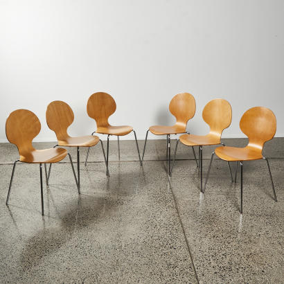 A Suite Of Six Italian Formed Plywood Ant Chairs