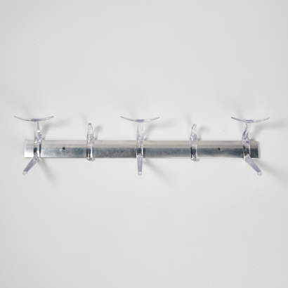 A Modernist Chrome And Lucilite Wall Mounting Coat Rack