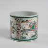 A Chinese Qing dynasty wucai 'figural' brush pot