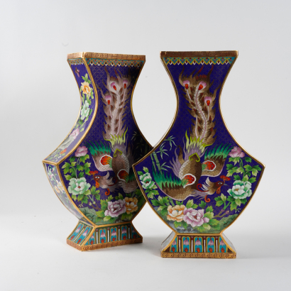 A pair of Chinese cloisonné large vases