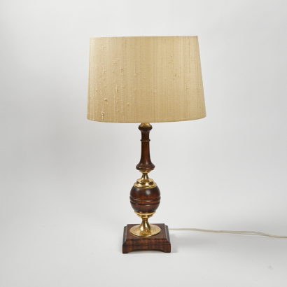 A Vintage Hand Turned Wooden Lamp