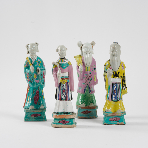 A set of four Chinese mid-Qing famille-rose 'figural' sculptures