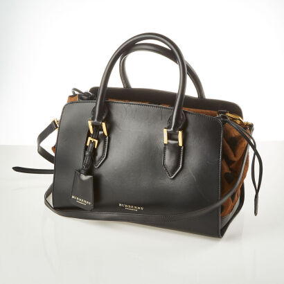 Burberry Prorsum Black Leather and Ponyhair Dinton Satchel Bag