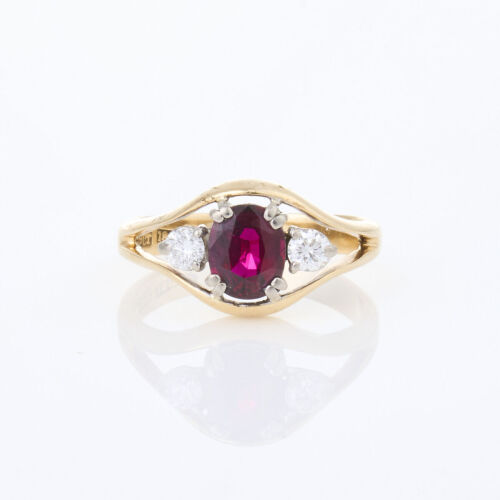 9ct Yellow Gold, .60ct Ruby and .18ct Diamond Ring