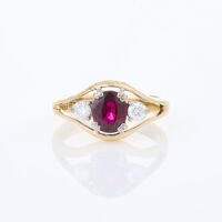 9ct Yellow Gold, .60ct Ruby and .18ct Diamond Ring