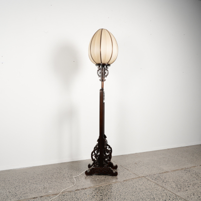 A Chinese old hardwood frame tribute lamp