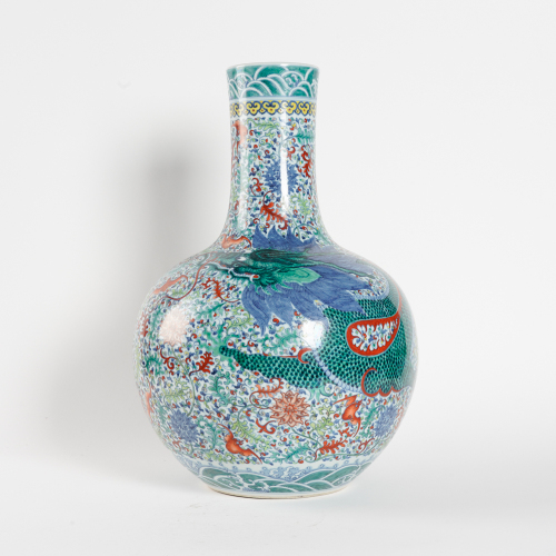 A Chinese late Qing dynasty Doucai decorated 'dragon' large vase, Tianqiuping (Qianlong year mark)