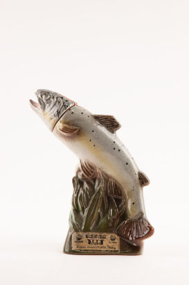 (1) Jim Beam Bourbon Whiskey Regal China Decanter Trout 4/5 quart  80 proof 100 months