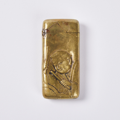 A late 19C-early 20C brass 'figural' match safe, Japan