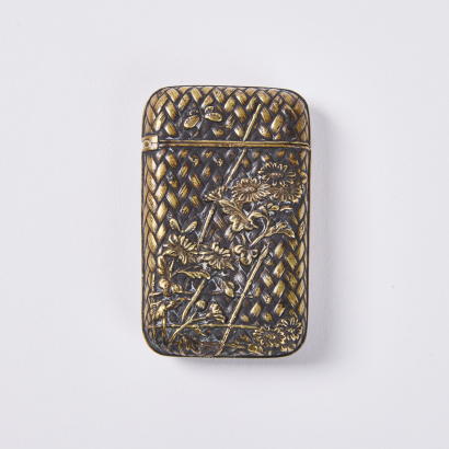 A late 19C-early 20C brass match safe, Japan