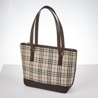 Burberry Medium Checker Zip Tote Bag