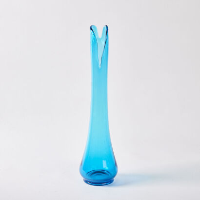 A Blenko Vase in Blue Art Glass