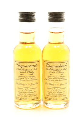 (2) Usquaebach 15 Year Old Blended Malt Scotch Whisky in Miniatures, 43% ABV, 50ml