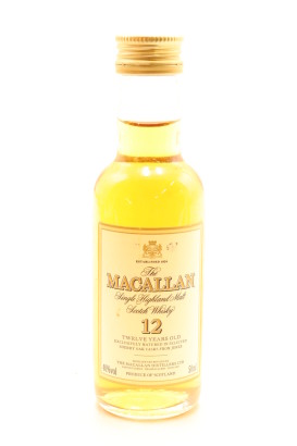 (1) The Macallan Sherry Oak Cask 12 Year Old Single Malt Scotch Whisky in Miniature, 40% ABV, 50ml, Circa early 2000s