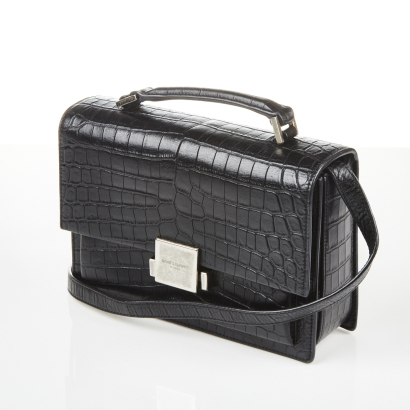 Yves Saint Laurent Croc Embossed Bellechasse Bag with Adjustable Shoulder Strap