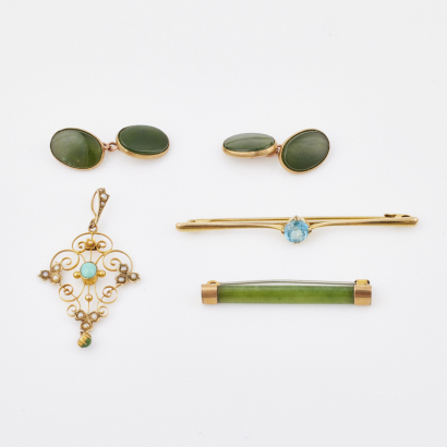 Collection of Four, 9ct Yellow Gold Gemstone Items