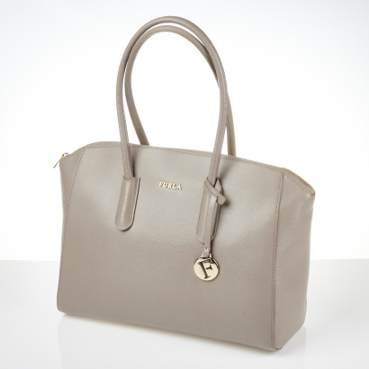 Furla Grey Leather Tote Bag