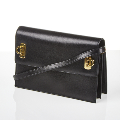 Salvatore Ferragamo Black Gancini Shoulder Bag