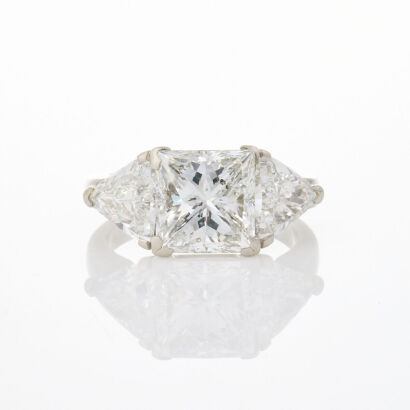 An Important, 4.34ct Princess and 2.37ct Trilliant Cut Diamond Ring