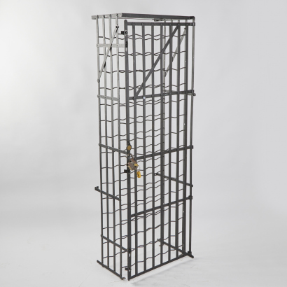 (1) Reproduction French Wine Rack With Handmade Indian Padlock