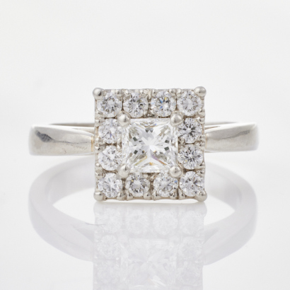 Platinum, .50ct Princess cut, Square Cluster Diamond Ring