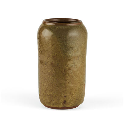 A Tall Cylindrical Olive Jones Vase