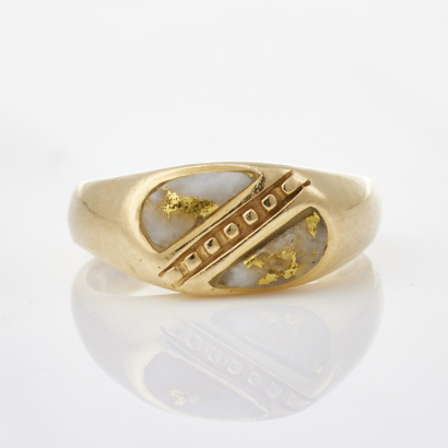 14ct Yellow Gold, Gent's, Gold Bearing Quartz Ring