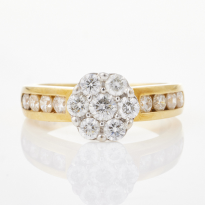 18ct Yellow Gold, Evermore 1.00ct Diamond Cluster Ring