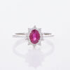 18ct White Gold, Oval Ruby /.10ct Diamond Ring