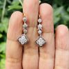 15ct Yellow Gold/ Platinum, Vintage, .77ct Diamond Drop Earrings - 3