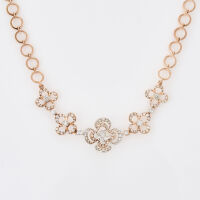 14ct White / Rose Gold, Modern, 1.42ct Diamond Floral Necklace