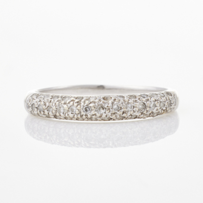 18ct White Gold, .30ct Pave set Diamond Band