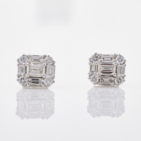 18ct White Gold, .80ct Diamond Cluster Stud Earrings