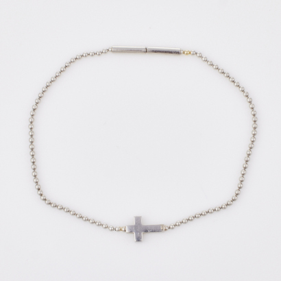 Platinum, 18cm Cross Style Bracelet