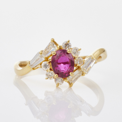 18ct Yellow Gold Ruby and Diamond Ring