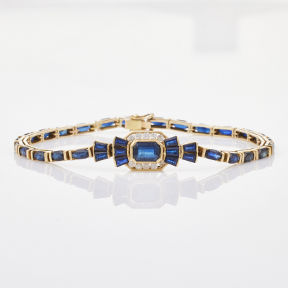 14ct Vintage, Art Deco Style, Sapphire and Diamond Bracelet