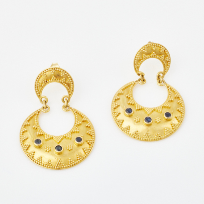 20 - 22ct Yellow Gold, Large Etruscan Style Drop Earrings