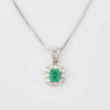 Platinum, Modern, .23ct Emerald / .12ct Diamond Necklace