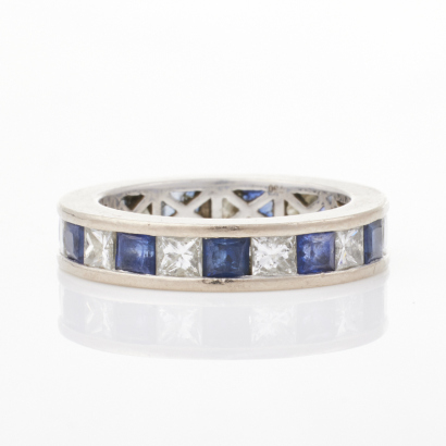 18ct White Gold, 1.80ct Sapphire / 1.70ct Diamond Eternity Ring