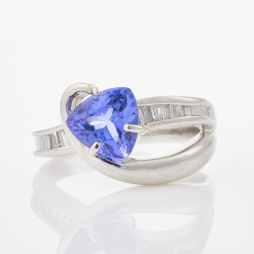 Platinum, 1.67ct Tanzanite and .30ct Diamond Ring