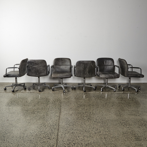 A Suit Of Six Leather Group Chairs