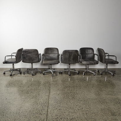 A Suit Of Six Leather Group Chairs