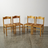 A Set Of Four Italian Made Raffia And Beech Dining Chairs - 2