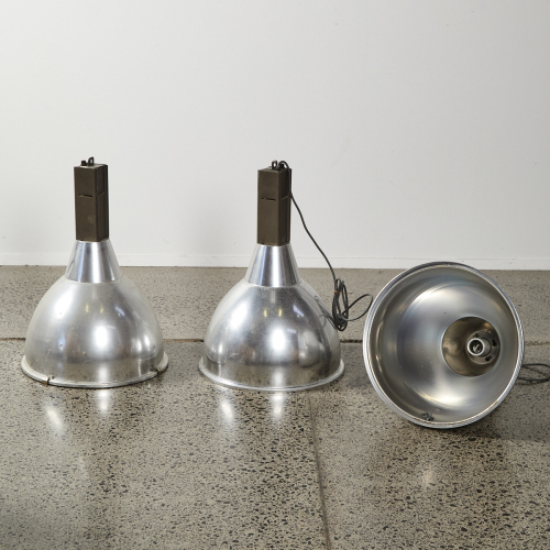 A Set Of Three Large Industrial Lamps