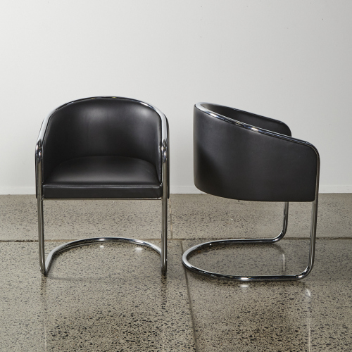 A Pair Of Cantilever Chrome Club Chairs In The Style Of Anton Lorenz For Thonet