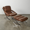 A Luxurious Modernist Cognac Leather And Chrome Chair