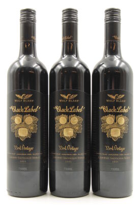 (3) 2005 Wolf Blass Black Label 33rd Vintage Cabernet Shiraz, South Australia